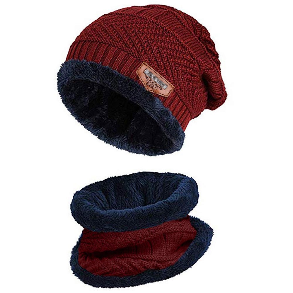 BCDlily Womens Winter Scarf Beanie Matching Set Thermal Skiing Skullies Caps Fleece Lined Scarves