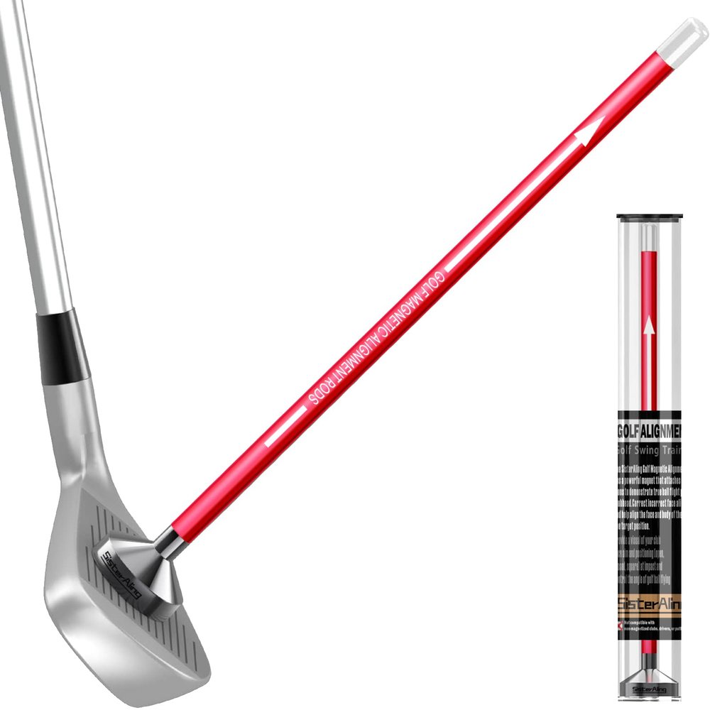 SisterAling Golf Magnetic Alignment Rods,Golf Club Alignment Sticks,Magnetic Swing Training Aid Accessories Visualize Calibrate Golf Shots,hit The Target with The Right Golf Swing,Golf Gift (red)