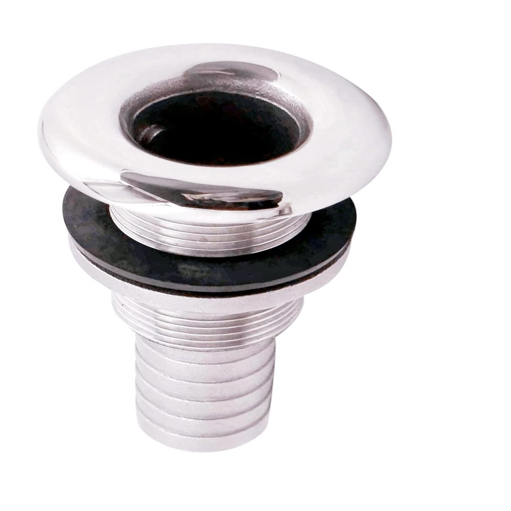 3/8" 1/2" 3/4" 1" 1-1/4"1-1/2" Thru Hull Fitting Hose Barb with Nut,316 Stainless Steel Accessories for Marine Boats Drain Pipe Yacht-1 Pack (Horse ID:1 1/2")