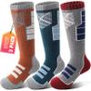 Anlisim Kids Merino Wool Ski Socks for Girls Boys Teen Thermal Winter Warm Thick Hiking Knee High Socks Stocking Stuffers for Skiing Snowboarding (Red/Orange/Green A, 8-12 Y) view 1