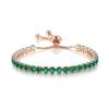 Adjustable Tennis Bracelets for Women Rose Gold Plated Green Cubic Zircon view 1