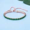 Adjustable Tennis Bracelets for Women Rose Gold Plated Green Cubic Zircon view 2