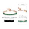 Adjustable Tennis Bracelets for Women Rose Gold Plated Green Cubic Zircon view 4