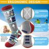 Anlisim Kids Merino Wool Ski Socks for Girls Boys Teen Thermal Winter Warm Thick Hiking Knee High Socks Stocking Stuffers for Skiing Snowboarding (Black/Grey/Blue B, 12-15 Y) view 4