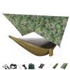 KIZQYN Swing Set Camping Hammock, Portable Travel Hammock with Net and Rainfly, Tree Light Hammock Tent for Outdoor Backyard Hiking Swing Seat (Color : Camouflage and Green) view 1