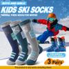 Anlisim Kids Merino Wool Ski Socks for Girls Boys Teen Thermal Winter Warm Thick Hiking Knee High Socks Stocking Stuffers for Skiing Snowboarding (Grey/Dark Blue/Green C, 8-12 Y) view 2