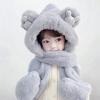 Kid Animal Hooded Scarf Girl Winter Trapper Hat with Earflap 3 in 1 Cute Bear Rabbit Beanie Children Plush Pocket Glove Set view 2