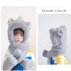 Kid Animal Hooded Scarf Girl Winter Trapper Hat with Earflap 3 in 1 Cute Bear Rabbit Beanie Children Plush Pocket Glove Set view 3