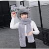 Kid Animal Hooded Scarf Girl Winter Trapper Hat with Earflap 3 in 1 Cute Bear Rabbit Beanie Children Plush Pocket Glove Set view 4