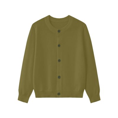 ALINTU Little Girl Cardigans Sweaters School Uniforms Long Sleeve Button Down Knit Sweater, Matcha Green, 6-7 Years, Tag = 120