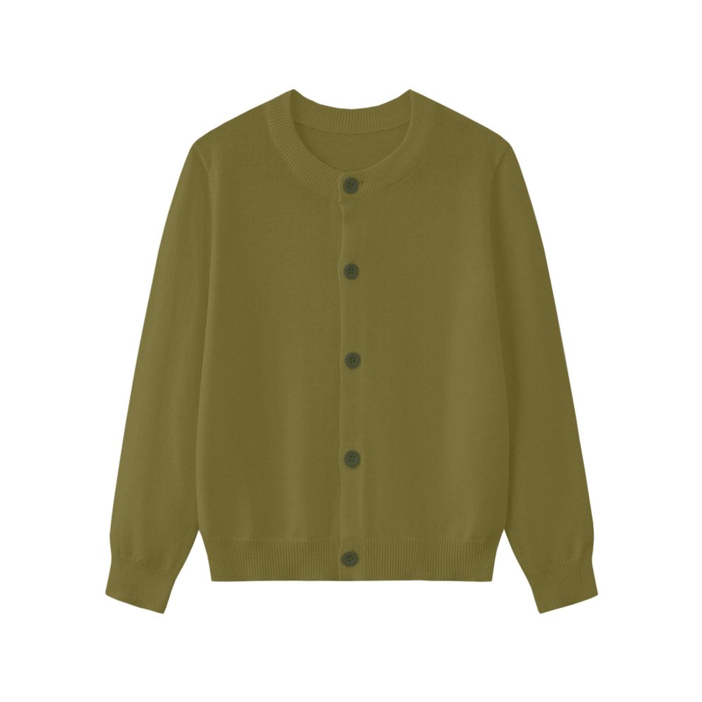 ALINTU Little Girl Cardigans Sweaters School Uniforms Long Sleeve Button Down Knit Sweater, Matcha Green, 6-7 Years, Tag = 120