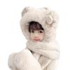 Kid Animal Hooded Scarf Girl Winter Trapper Hat with Earflap 3 in 1 Cute Bear Rabbit Beanie Children Plush Pocket Glove Set view 1
