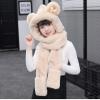 Kid Animal Hooded Scarf Girl Winter Trapper Hat with Earflap 3 in 1 Cute Bear Rabbit Beanie Children Plush Pocket Glove Set view 2