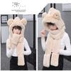Kid Animal Hooded Scarf Girl Winter Trapper Hat with Earflap 3 in 1 Cute Bear Rabbit Beanie Children Plush Pocket Glove Set view 4