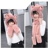 Kid Animal Hooded Scarf Girl Winter Trapper Hat with Earflap 3 in 1 Cute Bear Rabbit Beanie Children Plush Pocket Glove Set view 2