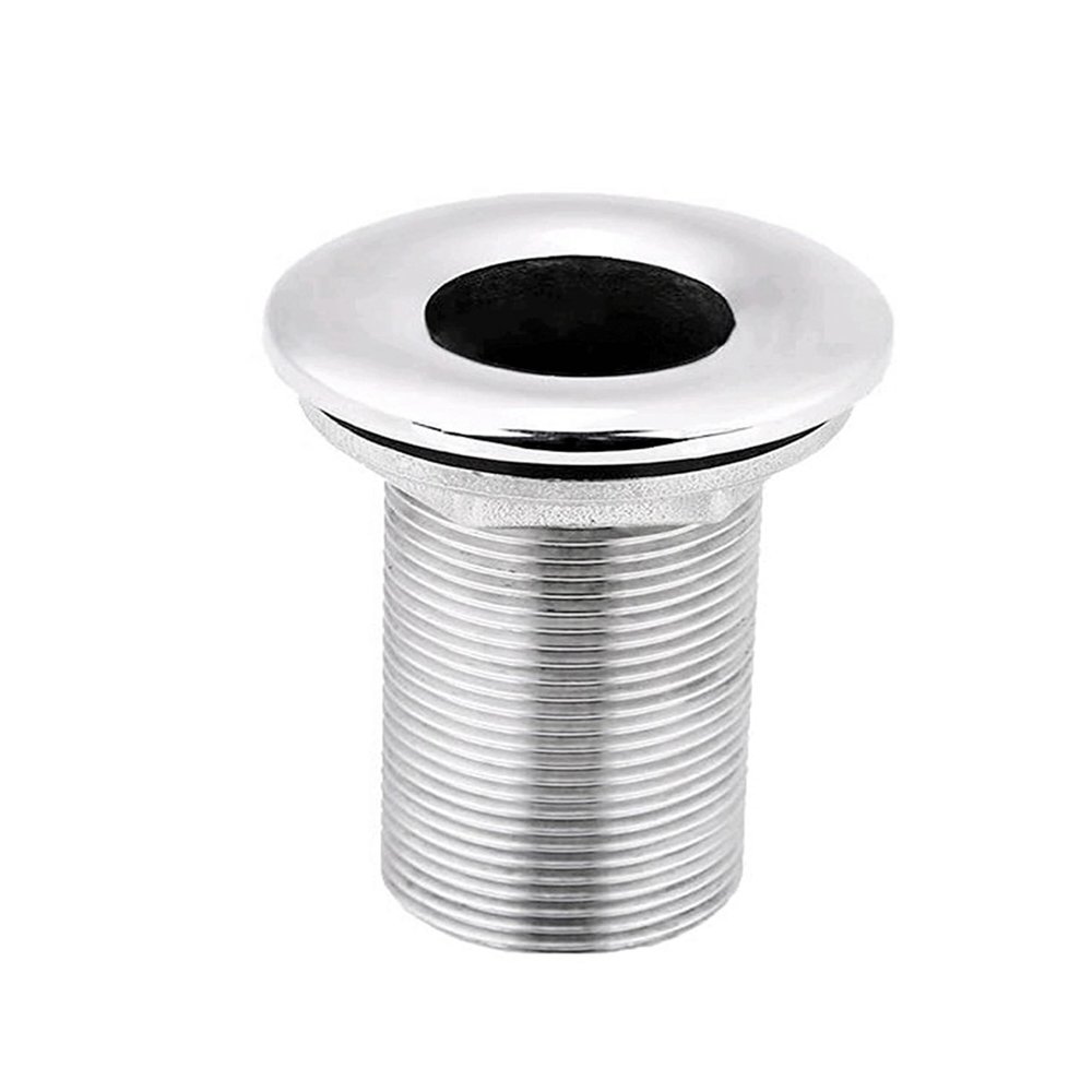 1Pack Stainless Steel 316 Straight Thru Hull Fitting Drain Thread Hose Barb Scupper Hose with NutMarine Bilge Pump Drain Vent Aerator Hose Yacht Water Outlet Port (Horse ID:1 1/2")
