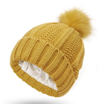 nster Winter Hats,Winter Knit Beanie Hats Women Bobble Pom Pom Caps for Outdoor Sports Keep Warm Yellow