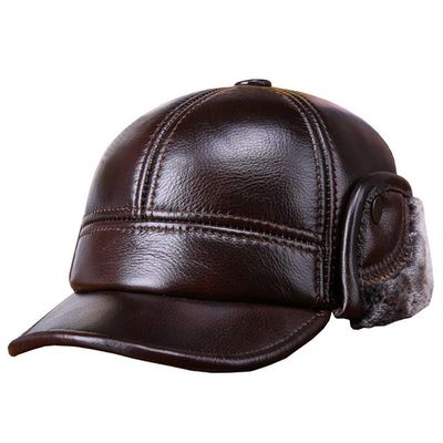 nster Winter Hats,The Elderly Genuine Leather Baseball Cap Plus Velvet Outdoor Hat Proctect Ear Winter L-XXL