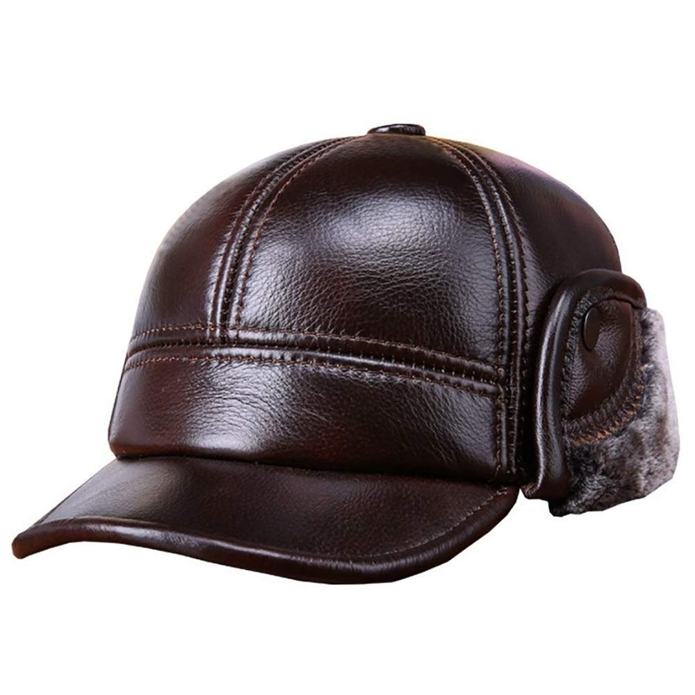 nster Winter Hats,The Elderly Genuine Leather Baseball Cap Plus Velvet Outdoor Hat Proctect Ear Winter L-XXL