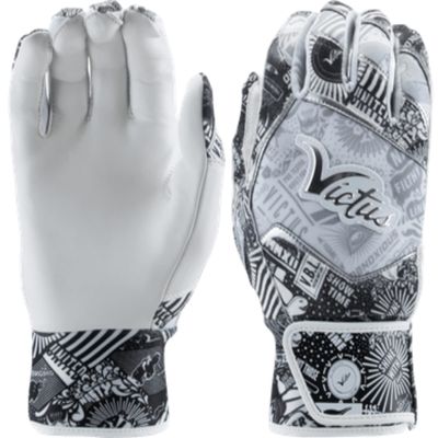 Victus Nox Adult Batting Gloves (White/Silver, X-Large)