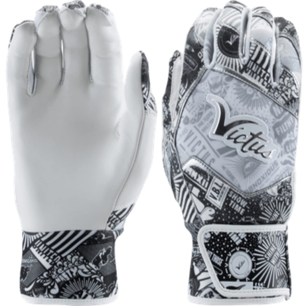 Victus Nox Adult Batting Gloves (White/Silver, X-Large)