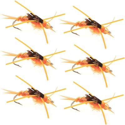 The Fly Fishing Place Tungsten Bead Head Nymph Fly Fishing Flies - Kaufmann's Golden Stone Fly with Rubber Legs - Stonefly Wet Fly - 6 Flies Hook Size 12