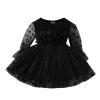 Children Kids Toddler Infant Newborn Baby Girls Long Sleeve Solid Polka Dot Tulle Dress Princess (Black, 18-24 Months) view 1