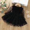 Children Kids Toddler Infant Newborn Baby Girls Long Sleeve Solid Polka Dot Tulle Dress Princess (Black, 3-6 Months) view 2