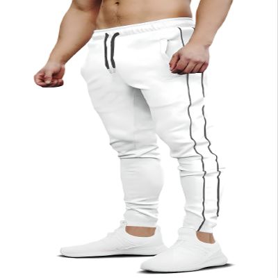 EVERWORTH Men's Casual Jogger Pants Gym Workout Track Pants Comfortable Slim Fit Tapered Sweatpants with Deep Open Pockets White US XL
