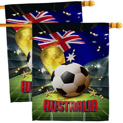 Ornament Collection World Cup Australia Wall 2 Pcs Banner Flag Patio Lawn Garden Room Decorations Outdoor Tapestry Yard Signs Art FIFA Team Qatar Trophy Soccer Game Football Gifts, Made in USA