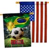 Ornament Collection World Cup Brazil American Flag Banner Pack Patio Porch Lawn Garden Room Decorations Outdoor Tapestry Yard Signs Art FIFA Team Qatar Trophy Soccer Game Football Gifts, Made in USA view 1