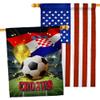 Ornament Collection World Cup Croatia American Flag Banner Pack Patio Porch Lawn Garden Room Decorations Outdoor Tapestry Yard Signs Art FIFA Team Qatar Trophy Soccer Game Football Gifts, Made in USA view 1