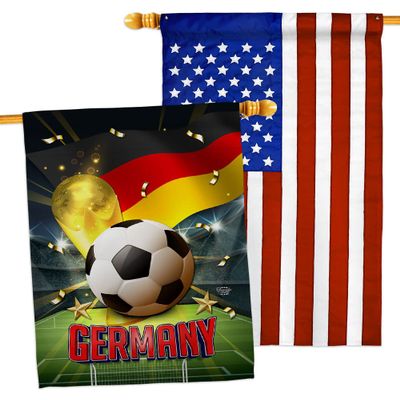 Ornament Collection World Cup Germany American Flag Banner Pack Patio Porch Lawn Garden Room Decorations Outdoor Tapestry Yard Signs Art FIFA Team Qatar Trophy Soccer Game Football Gifts, Made in USA