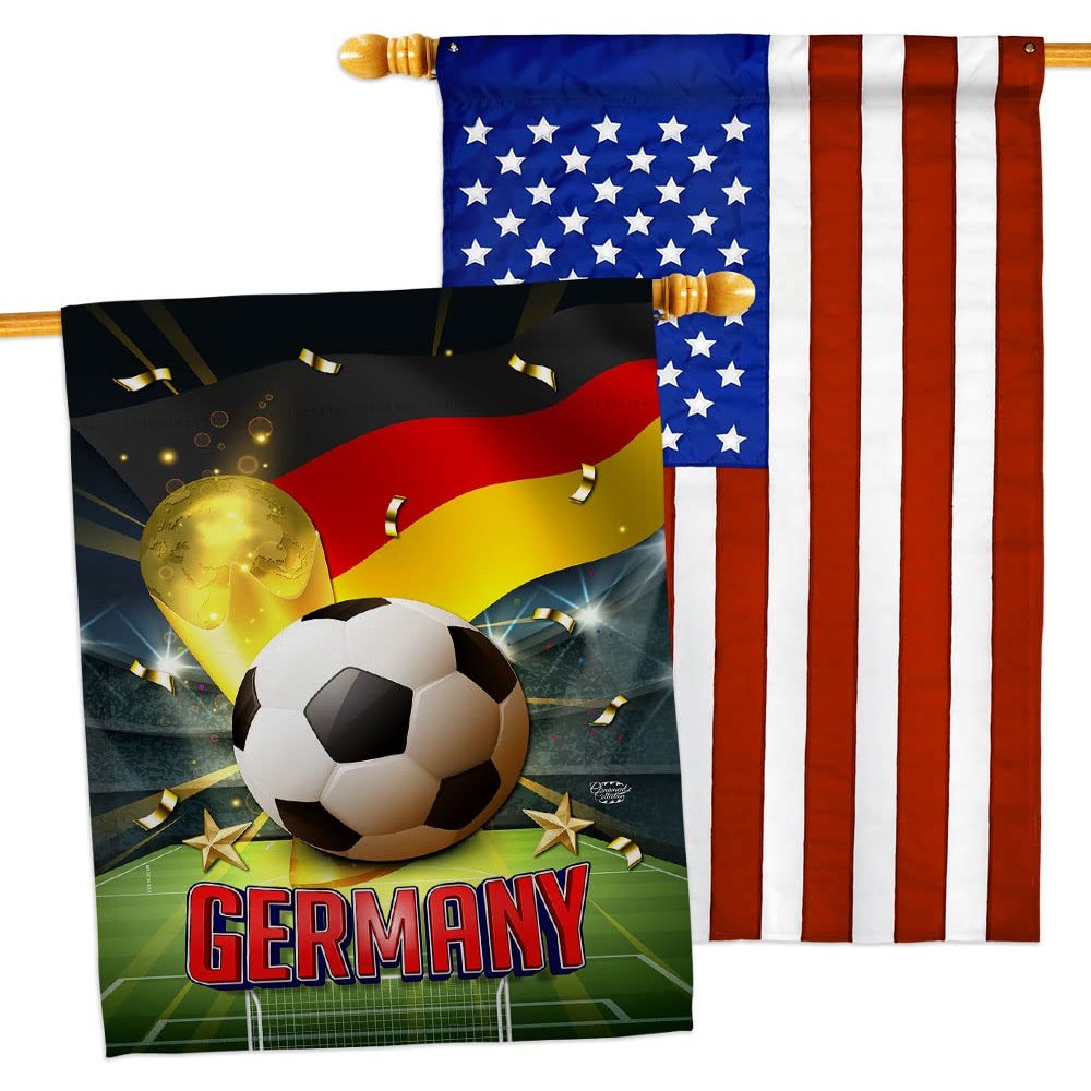Ornament Collection World Cup Germany American Flag Banner Pack Patio Porch Lawn Garden Room Decorations Outdoor Tapestry Yard Signs Art FIFA Team Qatar Trophy Soccer Game Football Gifts, Made in USA