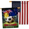 World Cup New Zealand American Flag Banner Pack Wall Art Patio Porch Lawn Garden Outdoor Decorations Tapestry Yard Signs FIFA Team Qatar Trophy Soccer Game Football Gifts Made in USA view 1