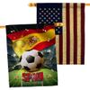 World Cup Spain American Flag Banner Pack Patio Lawn Garden Patriotic Outdoor Decorations Indoor Tapestry Wall Art FIFA Team Qatar Trophy Soccer Game signs Football Gifts Made In USA view 1