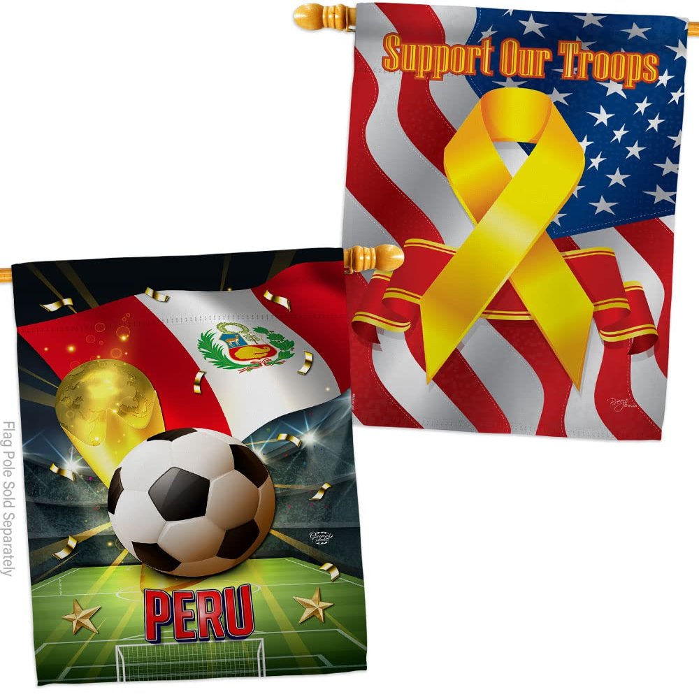 Ornament Collection World Cup Peru Support Our Troops Banner Pack Wall Art Flag Room Decorations Indoor Outdoor Tapestry Yard Signs FIFA Team Qatar Trophy Soccer Game Football Gifts, Made in USA