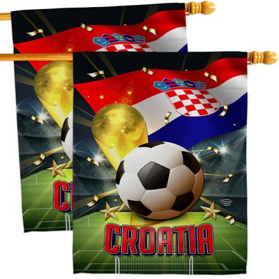 Ornament Collection World Cup Croatia Wall 2 Pcs Banner Flag Patio Lawn Garden Room Decorations Outdoor Tapestry Yard Signs Art FIFA Team Qatar Trophy Soccer Game Football Gifts, Made in USA