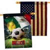 World Cup Mexico American Flag Banner Pack Patio Lawn Garden Patriotic Outdoor Decorations Indoor Tapestry Wall Art FIFA Team Qatar Trophy Soccer Game signs Football Gifts Made In USA view 1