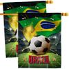 Ornament Collection World Cup Brazil Wall 2 Pcs Banner Flag Patio Lawn Garden Room Decorations Outdoor Tapestry Yard Signs Art FIFA Team Qatar Trophy Soccer Game Football Gifts, Made in USA view 1