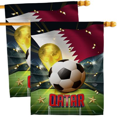 Ornament Collection World Cup Wall 2 Pcs Banner Flag Patio Lawn Garden Room Decorations Outdoor Tapestry Yard Signs Art FIFA Team Qatar Trophy Soccer Game Football Gifts, Made in USA