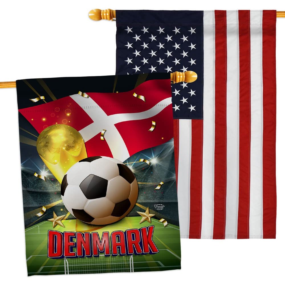 Ornament Collection World Cup Denmark American Flag Banner Pack Wall Art Patio Porch Lawn Garden Outdoor Decorations Tapestry Yard Signs FIFA Team Qatar Trophy Soccer Game Football Gifts, Made in USA