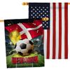 Ornament Collection World Cup Denmark American Flag Banner Pack Wall Art Patio Porch Lawn Garden Outdoor Decorations Tapestry Yard Signs FIFA Team Qatar Trophy Soccer Game Football Gifts, Made in USA view 1