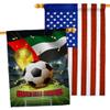 World Cup United Arab Emirates American Flag Banner Pack Patio Porch Lawn Garden Room Decorations Outdoor Tapestry Yard Signs Art FIFA Team Qatar Trophy Soccer Game Football Gifts Made in USA view 1