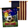 World Cup Australia American Flag Banner Pack Patio Lawn Garden Patriotic Outdoor Decorations Indoor Tapestry Wall Art FIFA Team Qatar Trophy Soccer Game signs Football Gifts Made In USA view 1