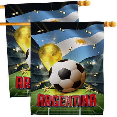 Ornament Collection World Cup Argentina Wall 2 Pcs Banner Flag Patio Lawn Garden Room Decorations Outdoor Tapestry Yard Signs Art FIFA Team Qatar Trophy Soccer Game Football Gifts, Made in USA