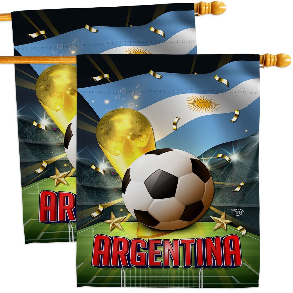 Ornament Collection World Cup Argentina Wall 2 Pcs Banner Flag Patio Lawn Garden Room Decorations Outdoor Tapestry Yard Signs Art FIFA Team Qatar Trophy Soccer Game Football Gifts, Made in USA