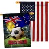 World Cup Australia American Flag Banner Pack Wall Art Patio Porch Lawn Garden Outdoor Decorations Tapestry Yard Signs FIFA Team Qatar Trophy Soccer Game Football Gifts Made in USA view 1