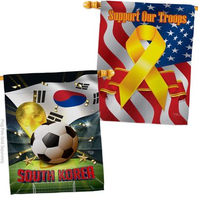 World Cup South Korea Support Our Troops Banner Pack Wall Art Flag Room Decorations Indoor Outdoor Tapestry Yard Signs FIFA Team Qatar Trophy Soccer Game Football Gifts Made In USA