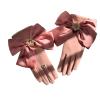 Women Silk Large Butterfly Gloves Rhinestone Buckle Split Finger Gloves Winter Padded Thickening Cycling Mittens Female (Color : Pink, Size : One Size) view 1